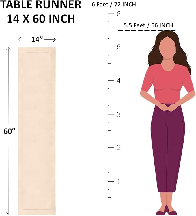 Solino Home Linen Pumpkin Hemstitch Table Runner 60 Inches - 100% Pure Linen Small Table Runner 14 x 60 Inch Ideal for Dresser and Coffee Tables - Classic Hemstitch - Fall, Halloween, Thanksgiving