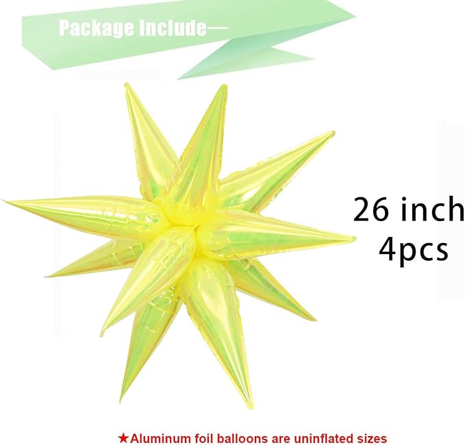 50pcs Iridescent Yellow 26' Water Drop Foil Cone Mylar Balloons Holographic - Image 2