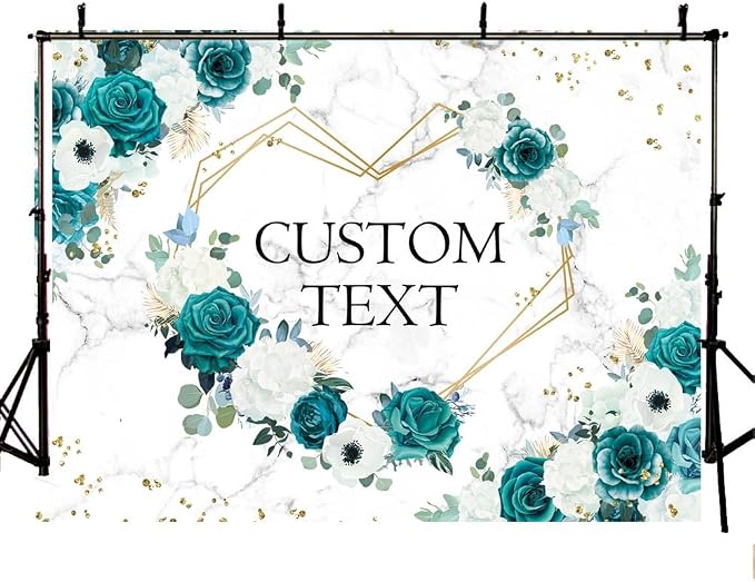 AIBIIN 8x6ft Custom Green Mr and Mrs Floral Backdrop Teal Wedding Photography - Image 4