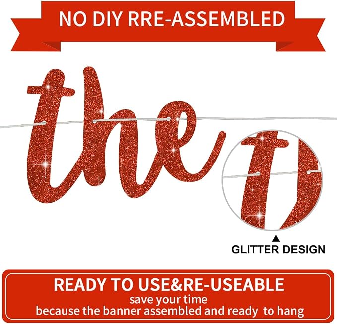 BEISHIDA Red Pre-Strung Glitter The Beginning of A New Chapter Banner | - Image 2
