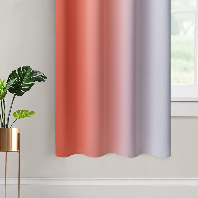 Yakamok Ombre Curtains Coral and Greyish White - Image 4