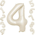 40 Inch Cream Number 4 Balloon, Digital 4 Cream White Giant 4 Foil Balloon by BIAPIAN