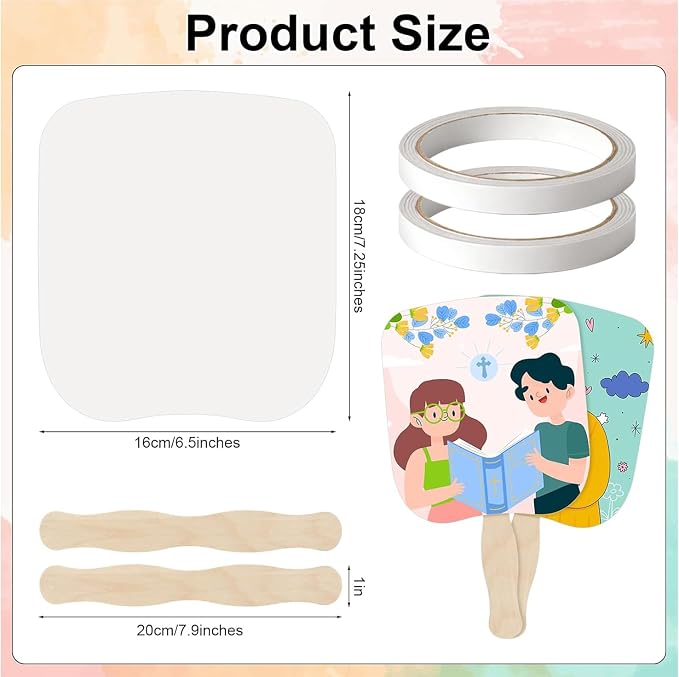 LOTMER 25 Sets Church Fans Handheld Kit | 50 Blank Cardstock Fan Sheets and 25 - Image 3