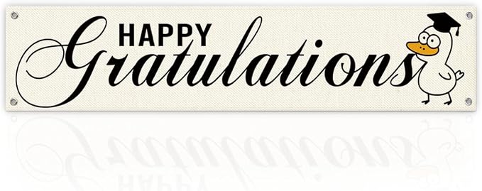 Happy Graduation Banner Decor, Cute Duck Hanging Sign by Unknown