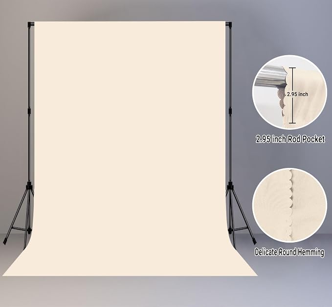 Cream Photography Backdrop for Photoshoot, Fabric 6x9ft | Polyester Studio - Image 2