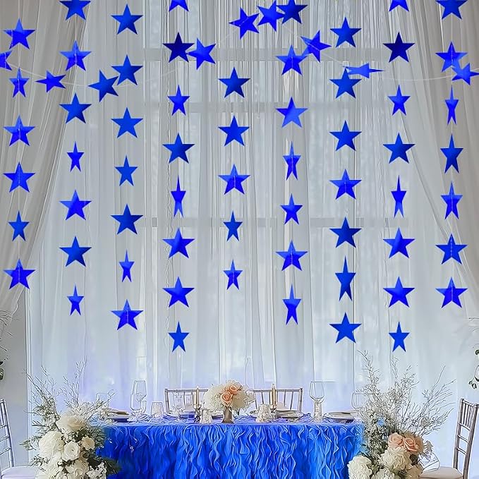 Blue Shining Star Hanging Garland Blue Hanging Sparkling Star Streamer Glitter - Image 2