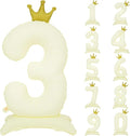 Standing White Crown Number 3 Balloon 40In Retro White Crown 3 Balloon | by YOIOZAIZAI