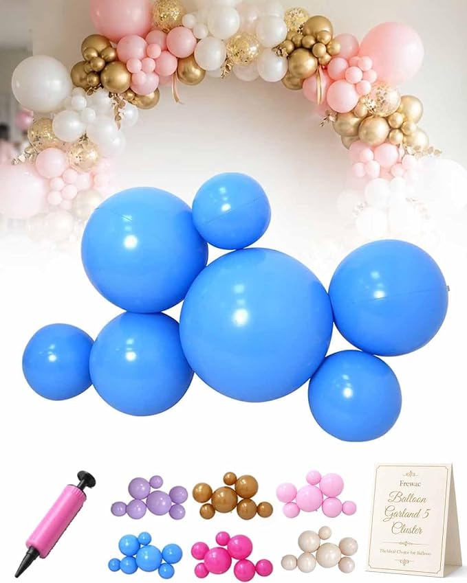 Reusable Balloon Garland 5 Cluster Inflatable Latex Free PVC Clusters Arch Kit by Frewac