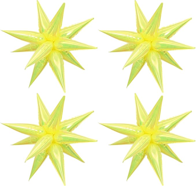 50pcs Iridescent Yellow 26' Water Drop Foil Cone Mylar Balloons Holographic by Enimapod