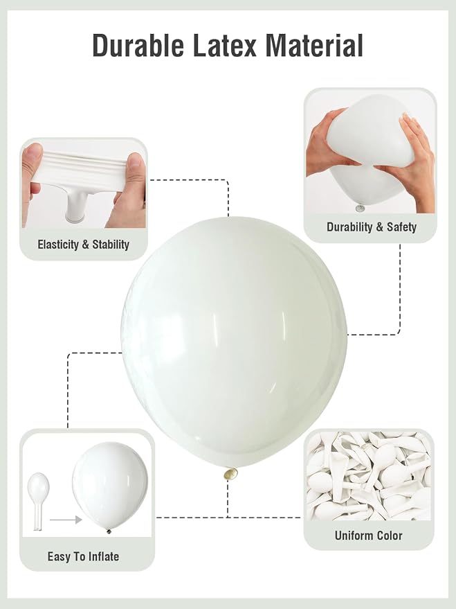 White Balloons 12 Inch 60 PCS White Latex Balloons - Image 6