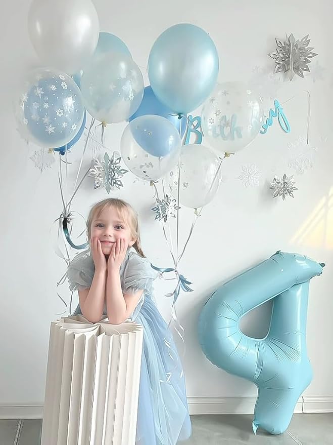 40 Inch Matte Blue 9 Number Balloons Light Blue Number 9 Foil Balloon Mylar - Image 6