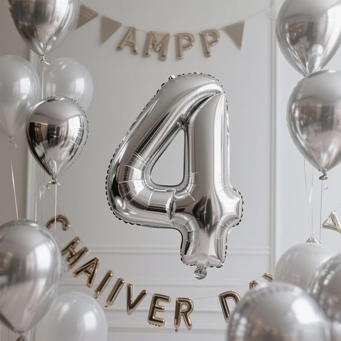 Number Balloons 40 Inch Silver 3 Balloon - Image 4