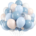 FunHot Dusty Blue Balloons, 12 Inch Ivory Transparent Helium Balloons by FunHot