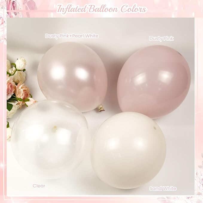 CROSSFINGERS Pearl Dusty Pink Balloon Garland Arch Kit Wedding Decorations | - Image 3