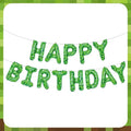 Green Pixel Miner Theme Happy Birthday Balloons Banner 16 Inch Letters by WESTGO