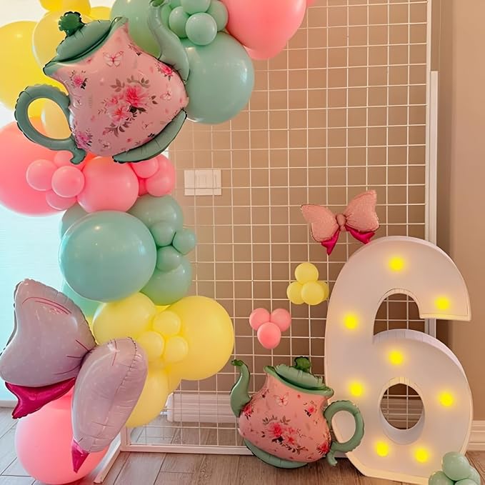 Teapot Balloon 4 Pieces Pink Green Teapot Balloons - Image 6