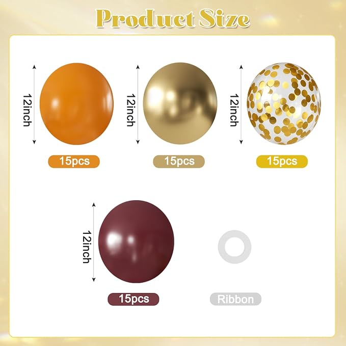 Burgundy Orange Fall Balloons for Autumn Thanksgiving Party Decorations | 60Pcs - Image 2