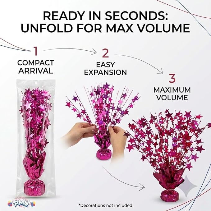 PMU 6 Pack Bursting Star Metallic Foil Spray Centerpiece- Burgundy Prismatic - Image 6