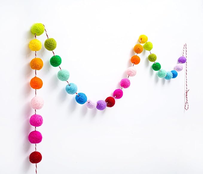3 Pcs Pre-Strung Reusable Happy Birthday Banner, Handmade Wool Felt Ball Garland - Image 8