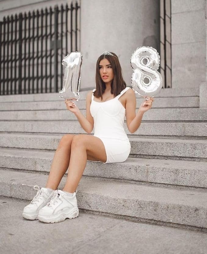 20 Pcs Silver 16" Number Balloons 2 Sets 0-9 Foil Balloon Numbers Décor | - Image 4
