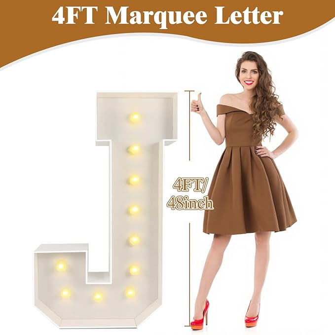 Marquee Light Up Letters: 4FT Large Decorative Signs for Party Decorations Baby Shower Birthday Wedding Engagement Anniversary, 4 Feet Tall Pre-Cut DIY Foamboard Letter S - Easy to Assemble