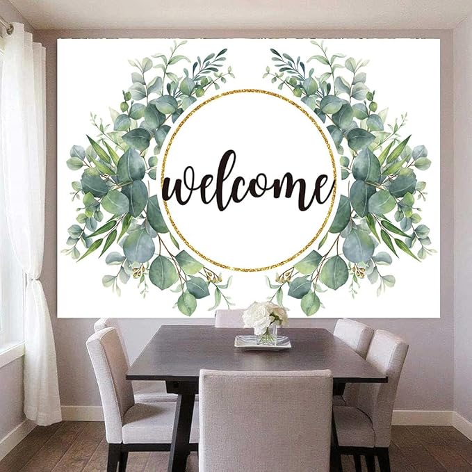 6x4ft Watercolor Greenery Leaves Housewarming Backdrop, Elegant Floral Green - Image 3