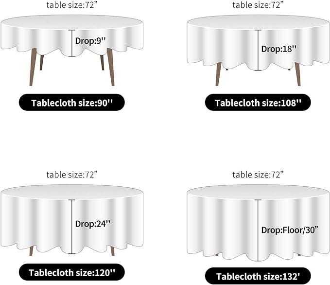 Ascoza 2pack 108 Inch Hunter Round Tablecloth in Washable Polyester Fabric for Wedding/Banquet/Restaurant/Parties
