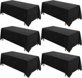VidaFete Table Cloth 90 * 132inch 6 Pack Rectangle Tablecloth Polyester, Stain Wrinkle Resistant Polyester Dining Table Cover for Kitchen Dinning Party Wedding Rectangular Tabletop Decoration(Black)
