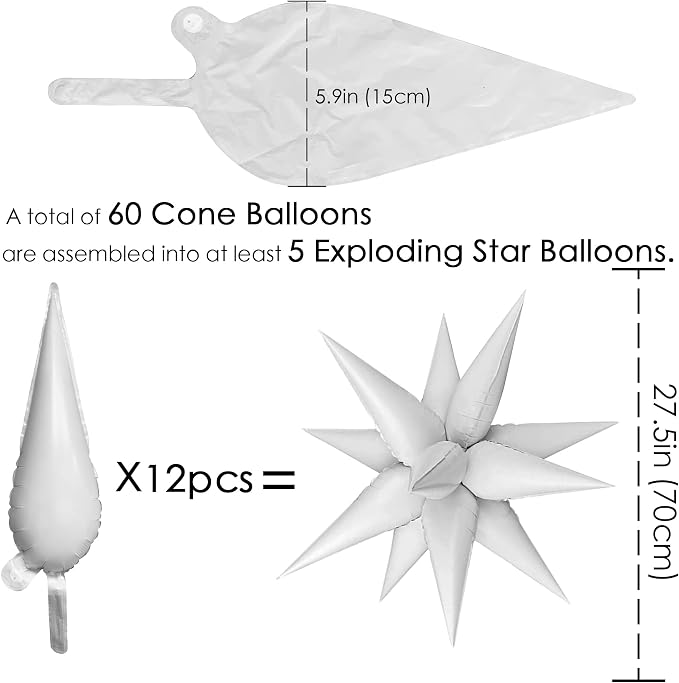 ZAKVOOR 60 Pcs Star Balloons 12 Spike Foil Explosion Party Decoration Balloons - Image 2