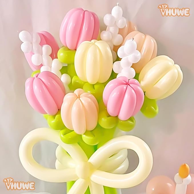 260 Pastel Multicolor Balloons, Thickened 100 Pack Long Twisting Skinny Magic - Image 3