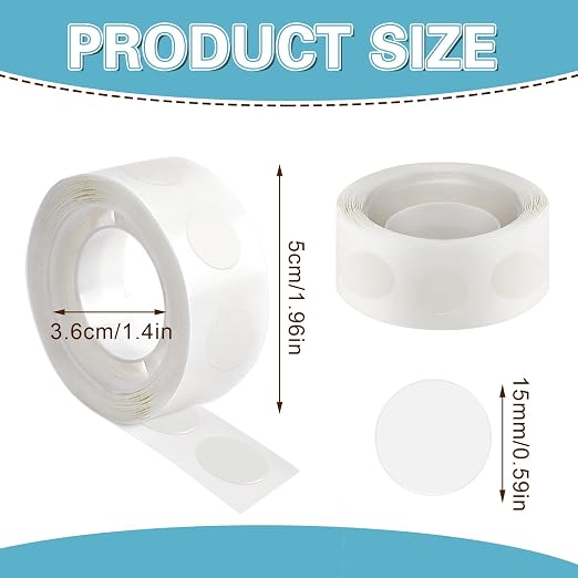 UPINS 1500Pcs Glue Points Dots 15mm Removable Balloon Glue Tape Dots | 15 Rolls - Image 2