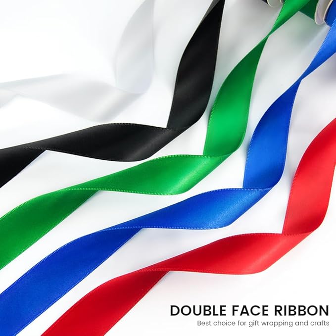 KMER LIFE 5/8 inch x 25 Yards Double Faced Polyester Red Satin Ribbon, Perfect for Gift Wrapping Very Suitable for Weddings Party Hair Bow Invitation Decorations and More