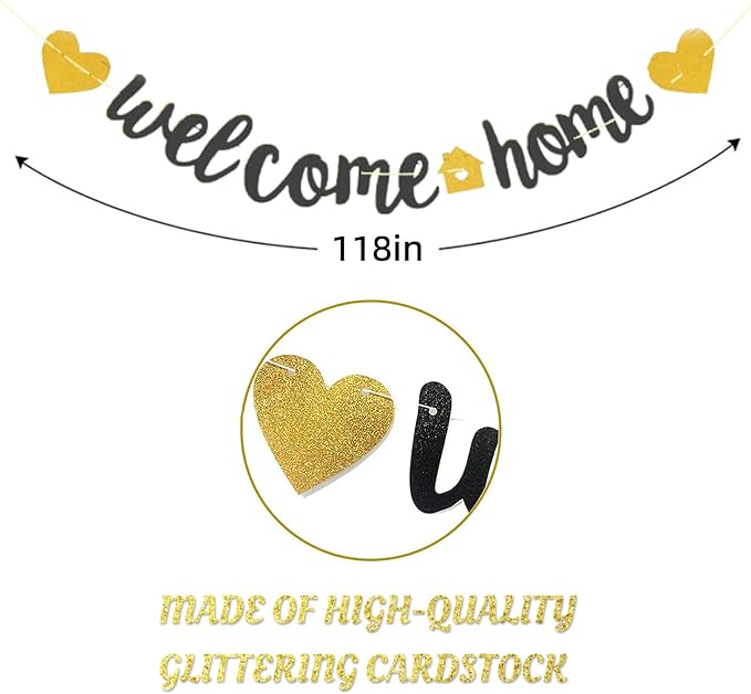 Welcome Home Banner with Two Heart and A Vivid Home Sign Flash Party Decorations - Image 3