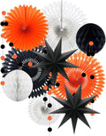 Orange White Black Halloween Decorations, Hanging Tissue Paper Fans Circle by ADLKGG