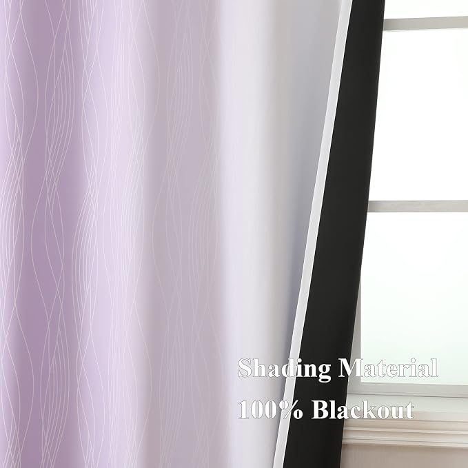 Lilac and Greyish White Blackout Curtains 63 Inch Length 2 Panels Set, Room - Image 5