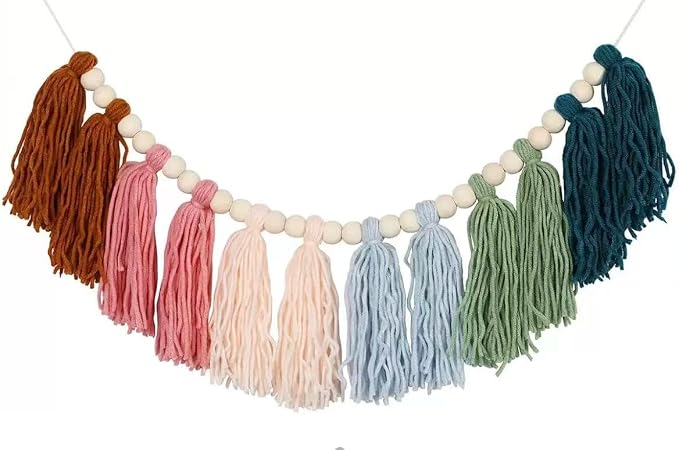 Boho Tassel Garland for Nursery Wall Decor, Classroom Decor Tassel Garland by Unknown