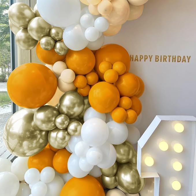 Yellow White Nude Gold Balloon Garland Arch Kit - Image 5