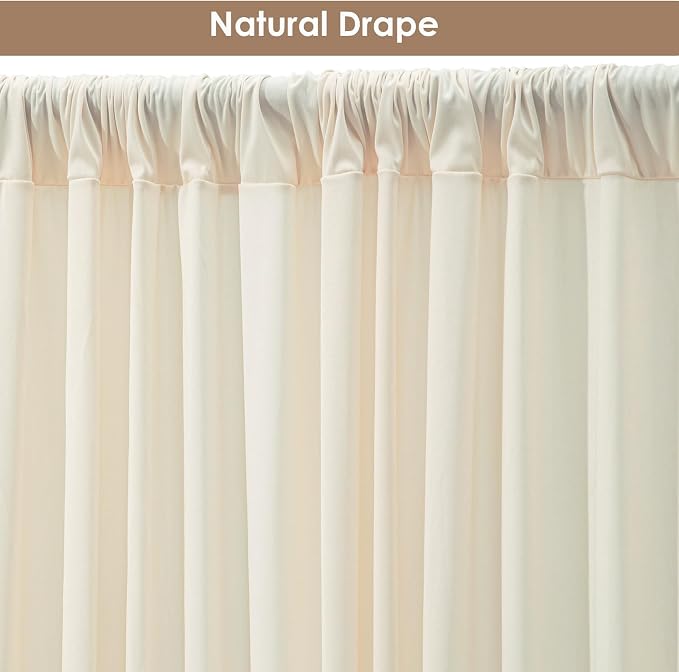 30x10ft Wrinkle Free Ivory Backdrop Curtain - Image 5