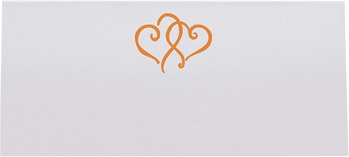 Linked Hearts Place Cards, Orange (Choose Color), Set of 150, Pre-cut and Scored - Wedding, Party, Dinner, and Special Events - Made in the USA