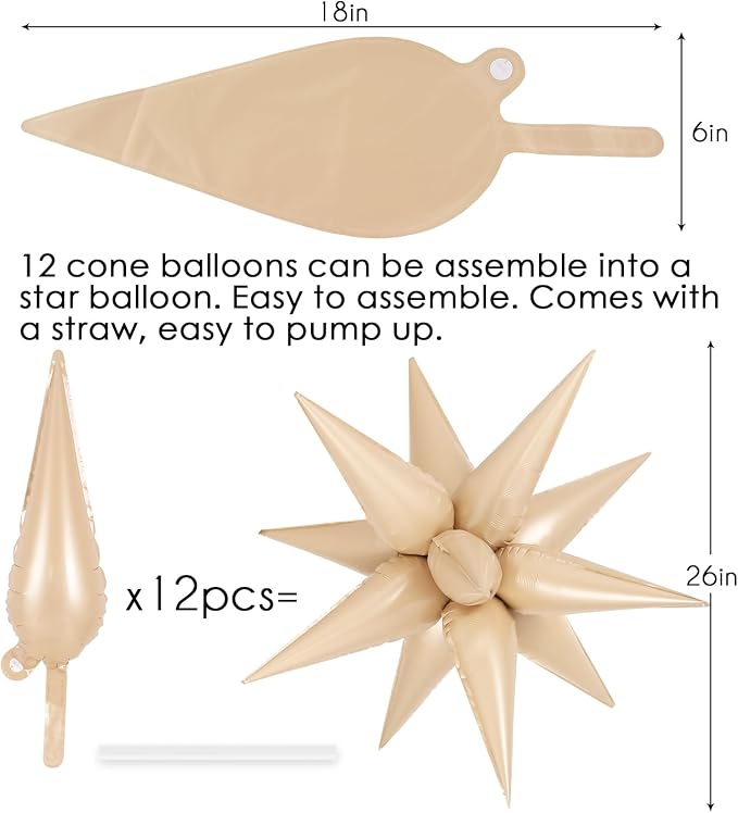 72 Pcs Star Balloons Foil Explosion Balloons Magic 12 Point Star Cone Balloon - Image 6