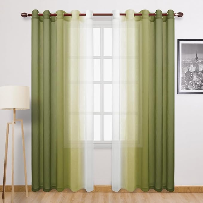 DWCN Ombre Faux Linen Sheer Curtains by DWCN