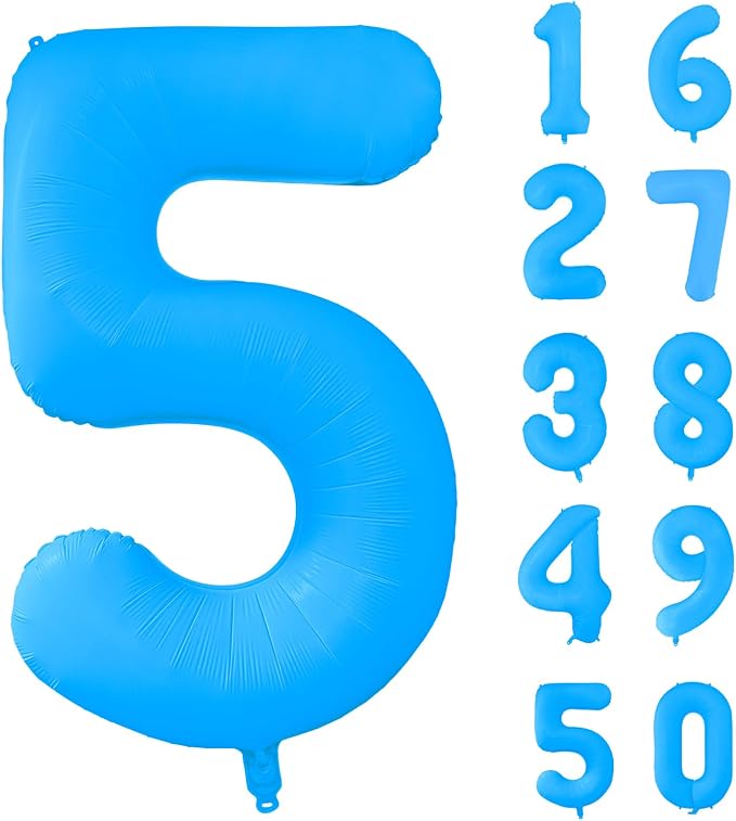 Fluorescent Blue Number Balloon 40 inch Giant Foil Helium Balloons Blue Number by Yeodong