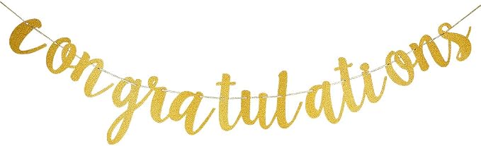 Gold Glitter Congratulations Banner Congratulations Graduate Banner by Unknown