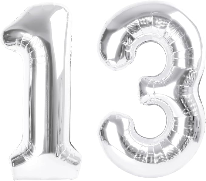 Number Balloons 13 Balloon Silver by Enyeopd
