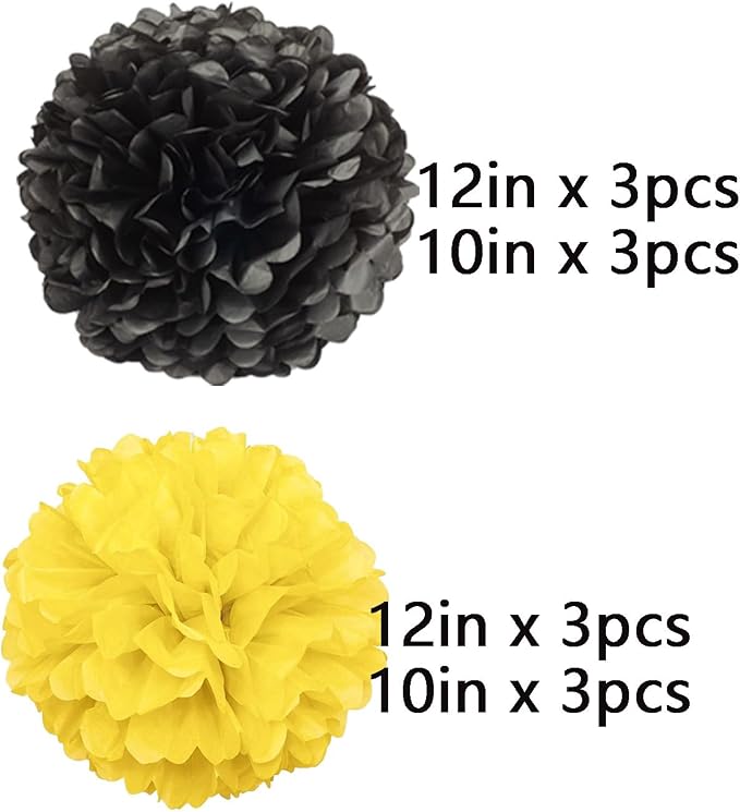 We Moment Black and Yellow Paper Pom Poms - Image 2