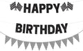 Race Car Checkered Flags Happy Birthday Banner Black Racing Sports Themed by BIEUFBJI