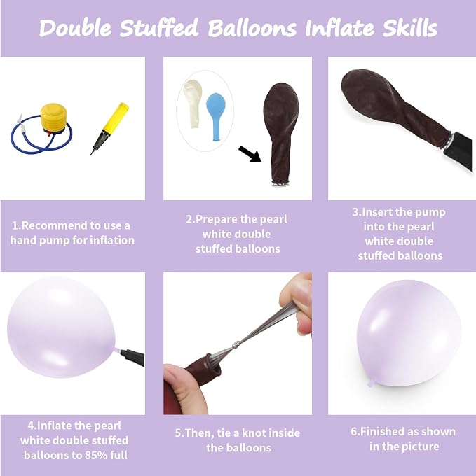 Double Stuffed Pearl Purple Balloon Garland Arch Kit | 18/12/10/5inch Different - Image 2