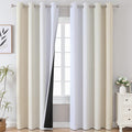 Beige and Greyish White Blackout Curtains 102 Inches Long by ESTELARTEXTILER