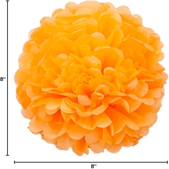 BRZIKWT 12 Pcs Black Orange Tissue Paper Pom Poms - Image 5