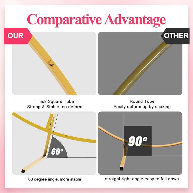 Round Backdrop Stand 6.6FT Gold Metal Circle Balloon Arch Frame | Metal Circle - Image 6